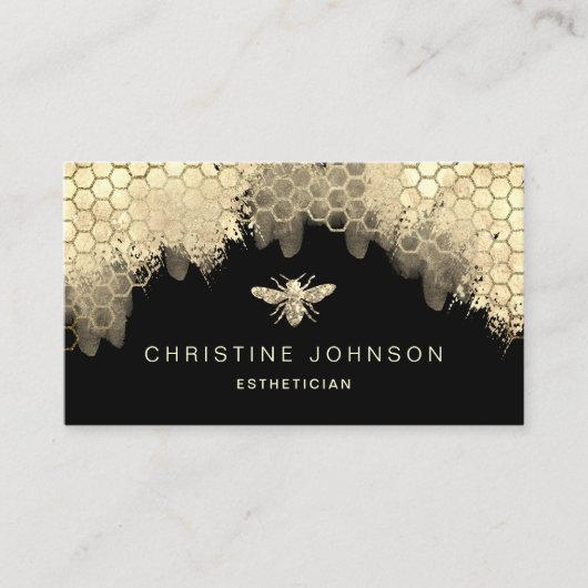 Elegant gesimuleerde glitter bee logo visitekaartje (Voorkant)