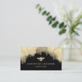 Elegant gesimuleerde glitter bee logo visitekaartje (Staand voorkant)