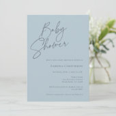 Elegant Geslacht Neutraal Baby shower | Dusty Blue Kaart (Staand voorkant)