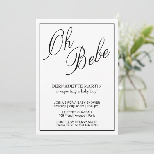 Elegant Geslacht Neutraal Zwart-wit Baby shower Kaart (Staand voorkant)