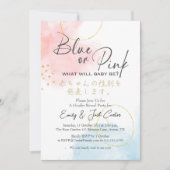 Elegant Geslacht Onthul Waterverf Kalligrafie Kaart (Voorkant)