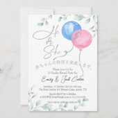 Elegant Geslacht Onthullen Roze Blauwe Ballon Bota Kaart (Voorkant)