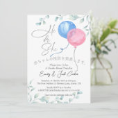 Elegant Geslacht Onthullen Roze Blauwe Ballon Bota Kaart (Staand voorkant)