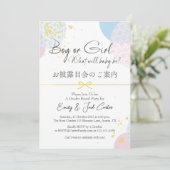 Elegant geslacht onthult modern Japans roze blauw Kaart (Staand voorkant)