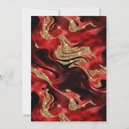 Elegant gesmolten rood en goud glitter bruiloft kaart (Achterkant)