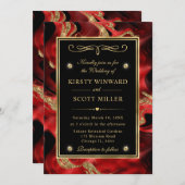 Elegant gesmolten rood en goud glitter bruiloft kaart (Voorkant / Achterkant)