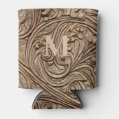 Elegant gesneden licht hout monogram blikjeskoeler (Voorkant)