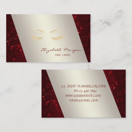 Elegant gesofisticeerd Modern, Bokeh, Lashes Visitekaartje (Voorkant / Achterkant)