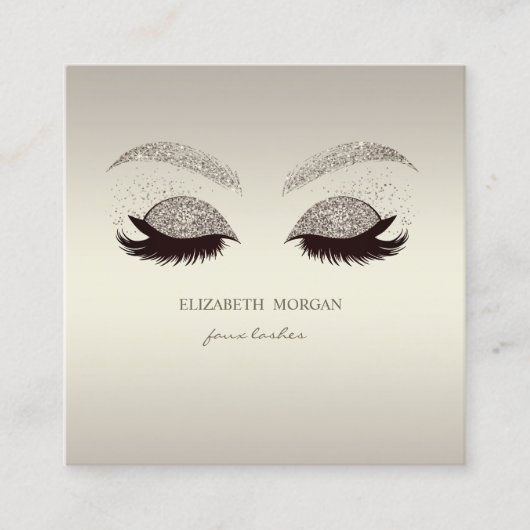 Elegant gesofisticeerd modern Glitter Faux Lashes Vierkante Visitekaartje (Voorkant)