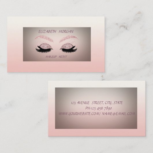 Elegant gesofisticeerd modern Glitter Faux Lashes Visitekaartje (Voorkant / Achterkant)