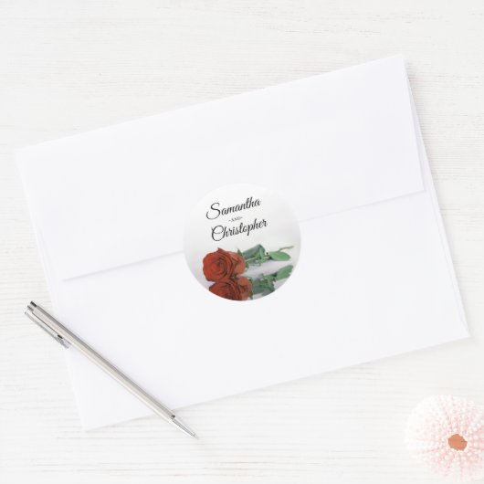 Elegant Gespiegeld Roest Sinaasappel Roos Bruiloft Ronde Sticker (Envelop)