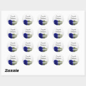 Elegant gespiegeld Royal Blue Roos bruiloft Ronde Sticker (Vel)