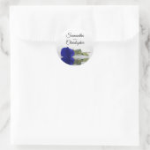 Elegant gespiegeld Royal Blue Roos bruiloft Ronde Sticker (Tas)
