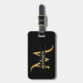 Elegant gesplitst Monogram Gold Zwart Aangepast ad Bagagelabel (Voorkant verticaal)