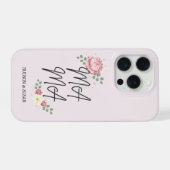 Elegant Gestapeld Mama Script Bloem Roze Pioenroos iPhone Hoesje (Achterkant horizontaal)