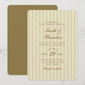 Elegant gestreept | Beige Classic Wedding Kaart (Voorkant / Achterkant)