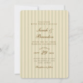 Elegant gestreept | Beige Classic Wedding Kaart (Voorkant)