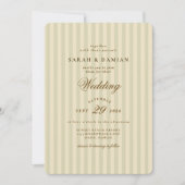 Elegant gestreept | Beige Classic Wedding Kaart (Voorkant)