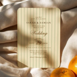 Elegant gestreept | Beige Classic Wedding Kaart