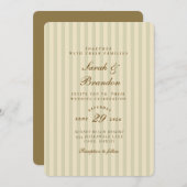 Elegant gestreept | Beige klassieke trouw Kaart (Voorkant / Achterkant)