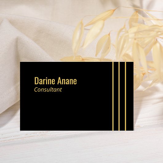 Elegant Gestreept Goud & Zwart Professioneel Scrip Visitekaartje