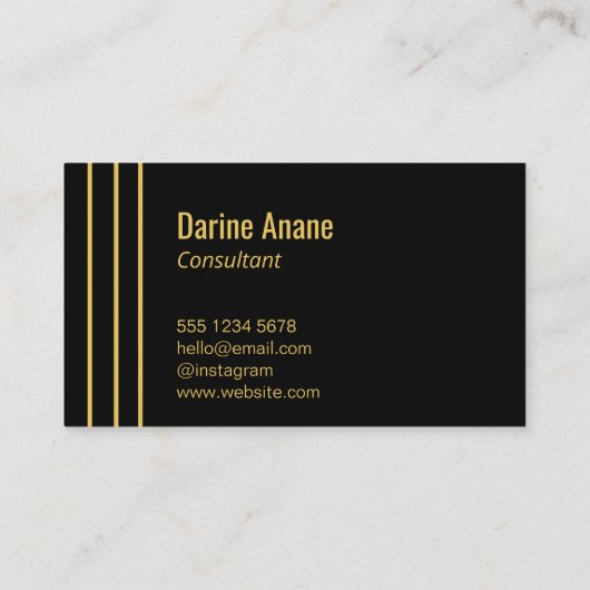 Elegant Gestreept Goud & Zwart Professioneel Scrip Visitekaartje (Achterkant)