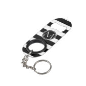 Elegant gestreept monogram sleutelhanger flessenopener (Achterkant Gekanteld)