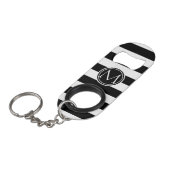 Elegant gestreept monogram sleutelhanger flessenopener (Voorkant Gekanteld)
