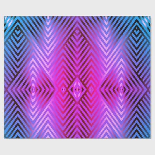 Elegant gestreepte stalen blauw en roze gradiëntkl cadeaupapier (Vlak)