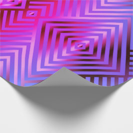 Elegant gestreepte stalen blauw en roze gradiëntkl cadeaupapier