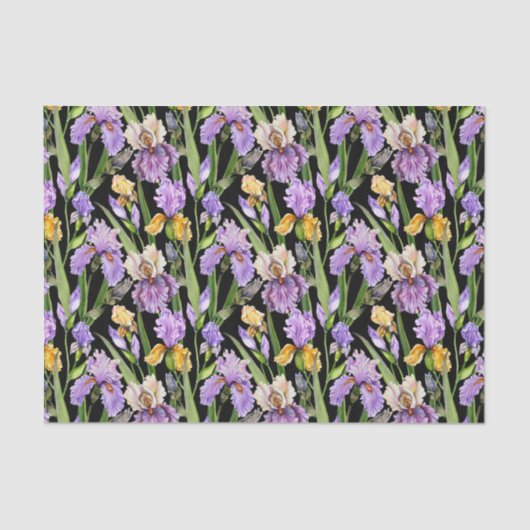 elegant getild Iris floreel patroon Tissuepapier (Voorkant)