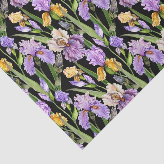 elegant getild Iris floreel patroon Tissuepapier (Detail)