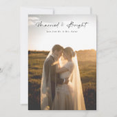 Elegant Getrouwd & Bright Pas getrouwd Foto Kerst Feestdagenkaart (Voorkant)