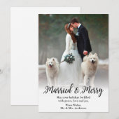 Elegant Getrouwd en Vrolijk Huwelijk Foto Feestdagenkaart (Voorkant / Achterkant)