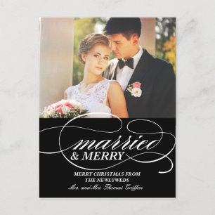 Elegant getrouwd en vrolijk kerst-Briefkaart Briefkaart