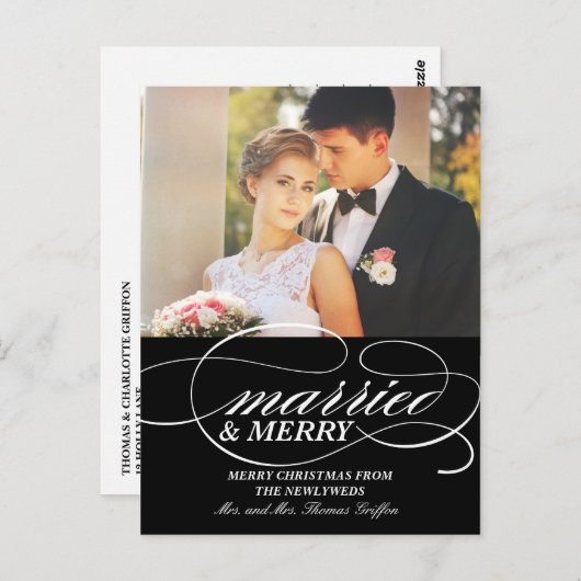 Elegant getrouwd en vrolijk | kerst-Briefkaart Briefkaart (Voorkant / Achterkant)