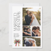 Elegant Getrouwd Kerst Rode strik Pas getrouwd 4 F Feestdagenkaart (Voorkant)