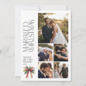 Elegant Getrouwd Kerst Rode strik Pas getrouwd 5 F Feestdagenkaart (Voorkant)