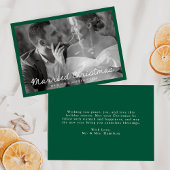 Elegant getrouwd kerstscript groene foto feestdagenkaart
