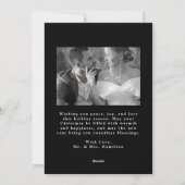 Elegant getrouwd kerstscript zwart 2 foto feestdagenkaart (Achterkant)