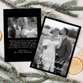 Elegant getrouwd kerstscript zwart 2 foto feestdagenkaart