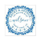 Elegant getrouwd paar chique script retour adres zelfinktende stempel (Design)