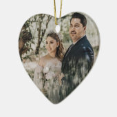 Elegant getrouwd paar foto kerst keramisch ornament (Links)