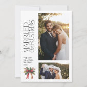 Elegant getrouwde kerst rode boog Pas getrouwd 2 f Feestdagenkaart (Voorkant)