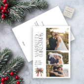 Elegant getrouwde kerst rode boog Pas getrouwd 3 f Feestdagenkaart