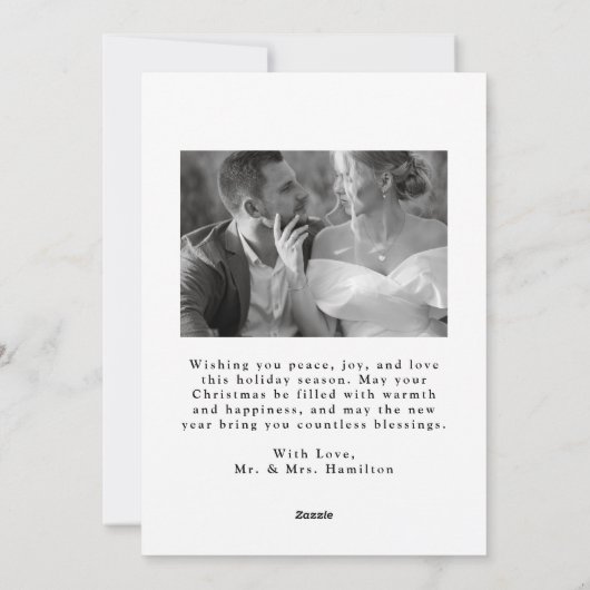 Elegant getrouwde kerstscript 2 foto feestdagenkaart (Achterkant)