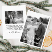 Elegant getrouwde kerstscript 2 foto feestdagenkaart