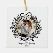 Elegant getrouwde Liefde foto Ornament (Voorkant)