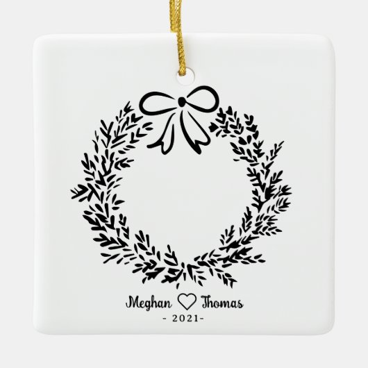 Elegant getrouwde Liefde foto Ornament (Voorkant)