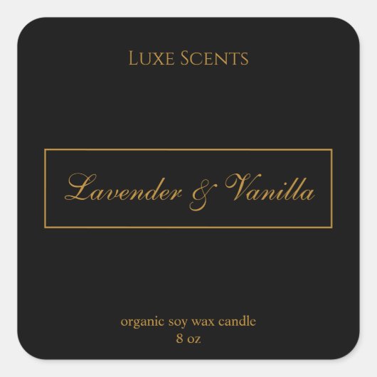 Elegant Geurkaars Vierkant label (Voorkant)